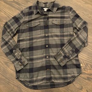 Women’s Carhartt Green Grey Gray Blue Flannel Button Up Shirt Plaid